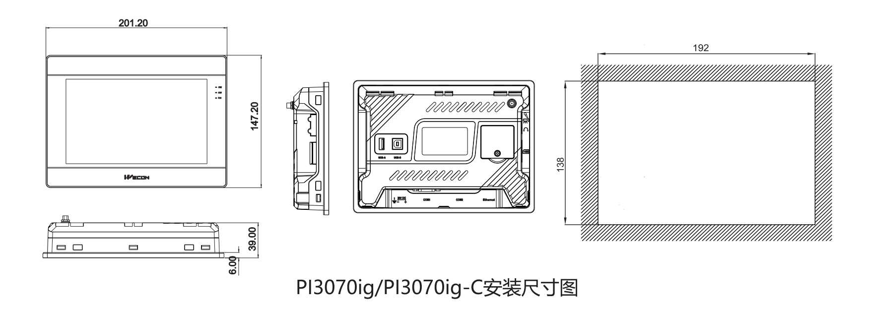 维控PI系列,7寸通用人机界面PI3070ig代理使用参数